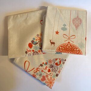 EUC Bundle of 3 Retro MCM Christmas Ornament Pillow Covers Cotton Blend